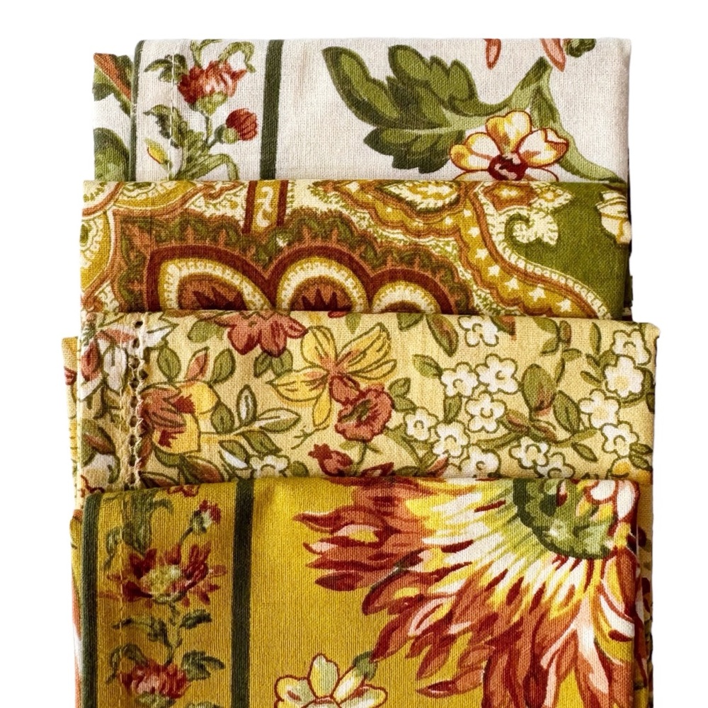 April Cornell Eclectic Warm Tone Floral Napkins - Set of 4 | NWOT